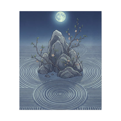 Spring Rock Garden Ukiyo E Inspired Canvas Art | Tranquil Decor