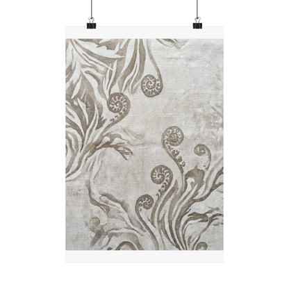 Fern Unfurling Japanese Pattern Wall Art Print | Neutral Japandi Art Art Print