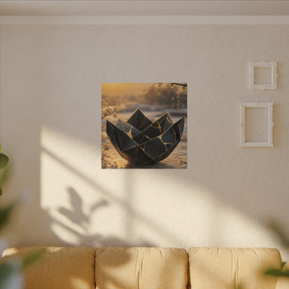Kintsugi Paper Fold in Golden Hour | Gold Repair Canvas Art
