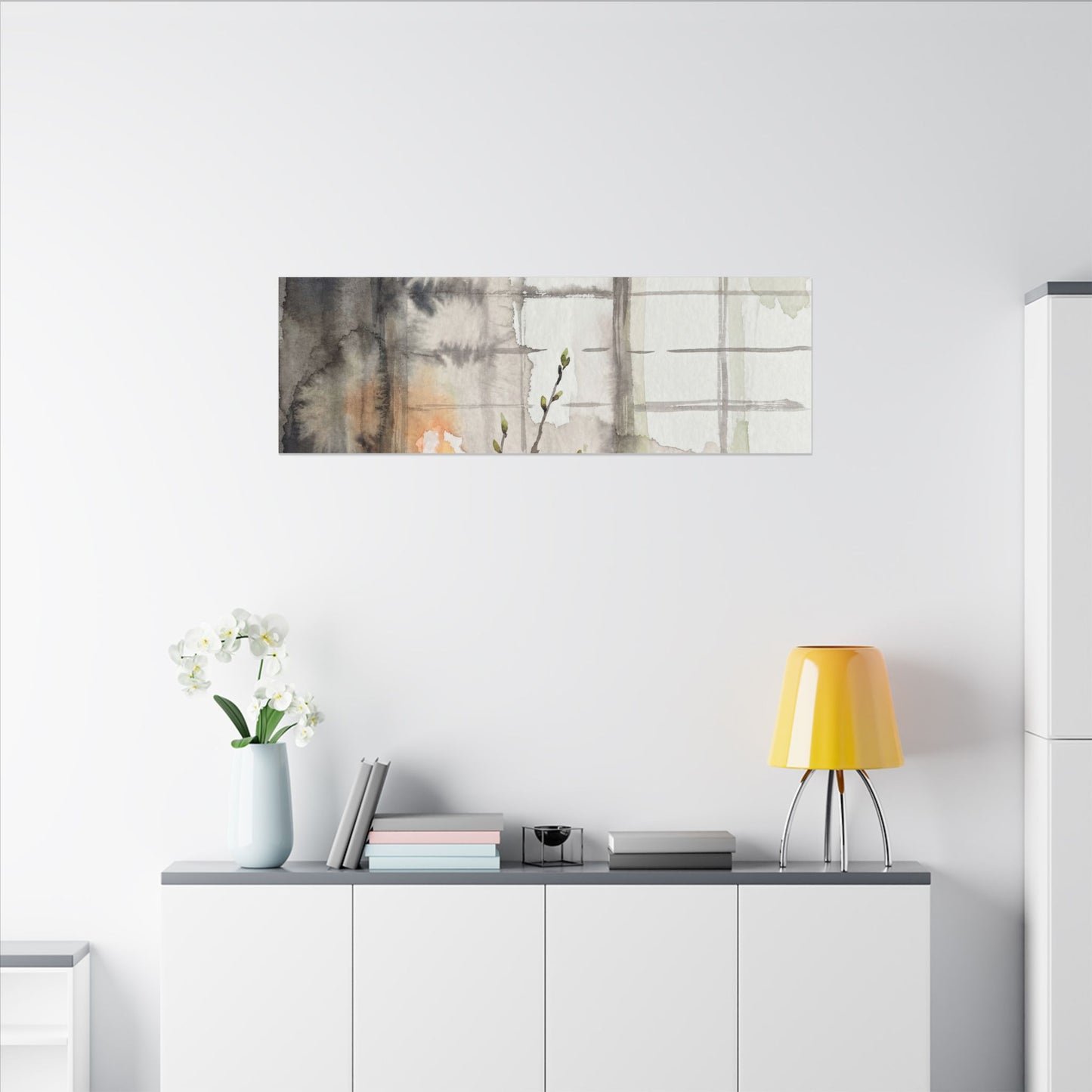 Shoji Screen Canvas Art | Spring Japandi Watercolor Art