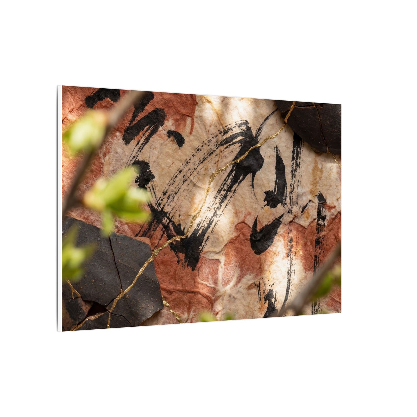 Datsuzoku Ink Brushstroke Canvas Art - Kintsugi Gold Repair