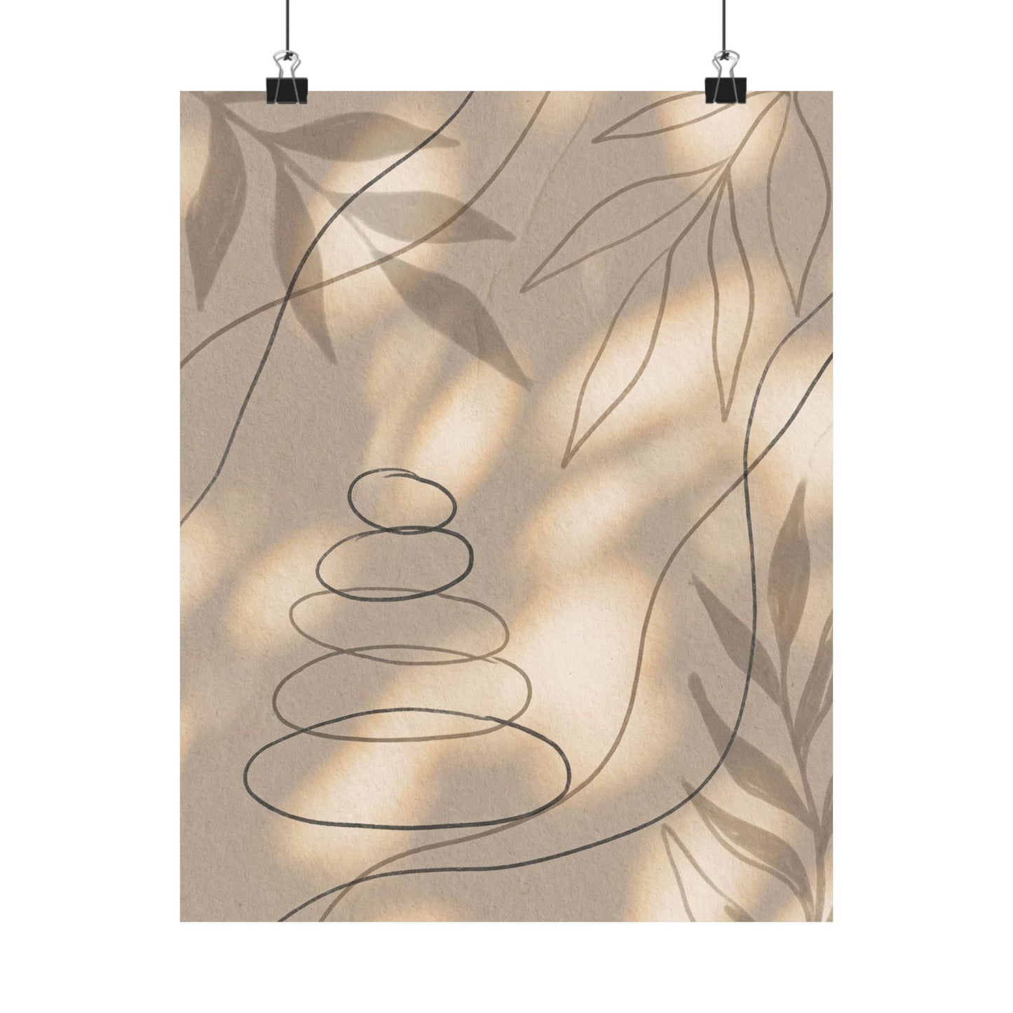 Kanso River Stones Wall Art Print - Japandi Minimal Line Art Print