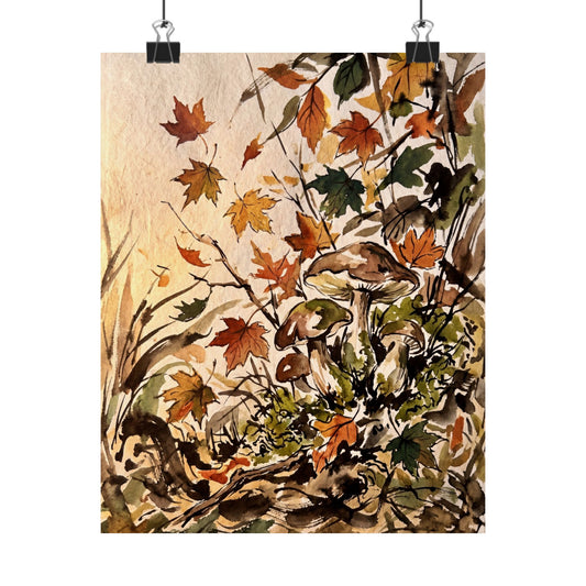 Golden Hour Ink Brushstroke Wall Art Print - Cottagecore Fukinsei