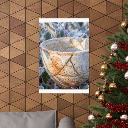Kintsugi Ceramic Bowl in Dappled | Gold Vein Wall Art Print