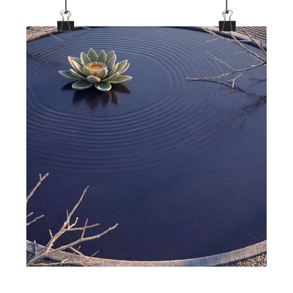 Lotus Flower Karesansui Wall Art Print | Tranquil Zen Art Art Print