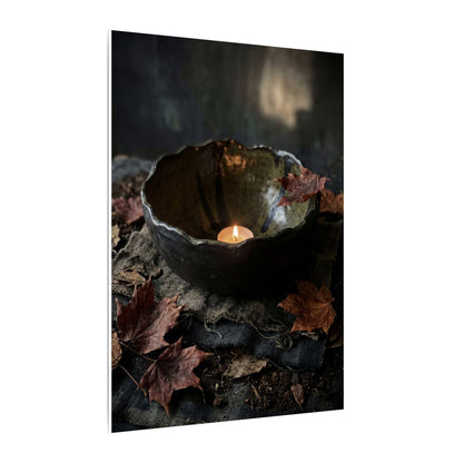 Candlelight Ceramic Bowl Canvas Art - Dark Japandi Kanso