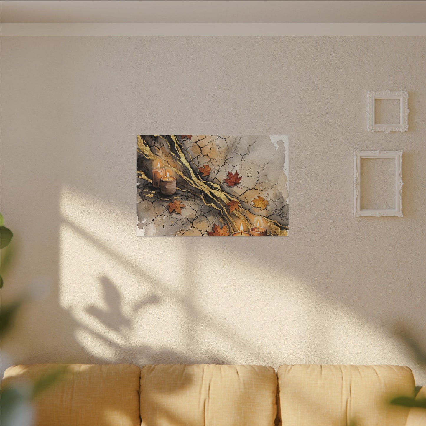 Cracked Earth Autumn Canvas Art | Japandi Warm Design