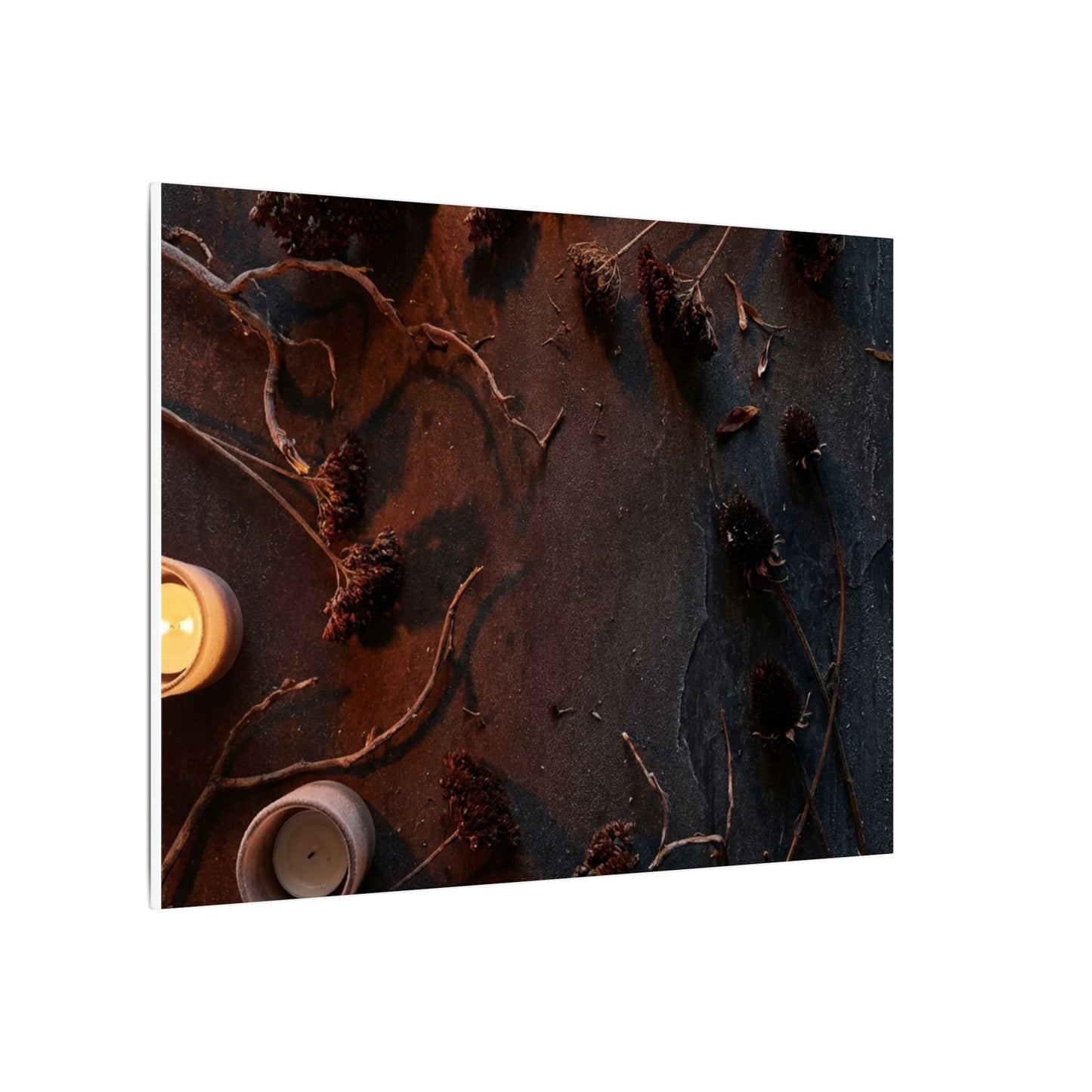 Dried Flowers Canvas Art | Winter Dark Japandi Moody Minimal Art
