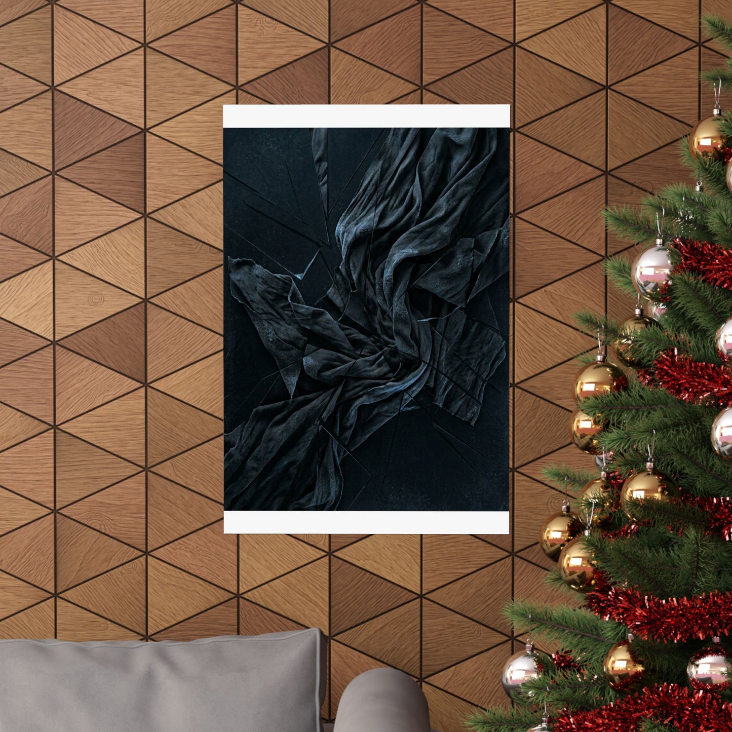 Silk Drape Wall Art Print | Winter Dark Japandi Moody Minimal Art