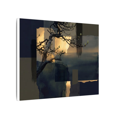 Golden Hour Pine Tree Canvas Art - Dark Japandi Kanso