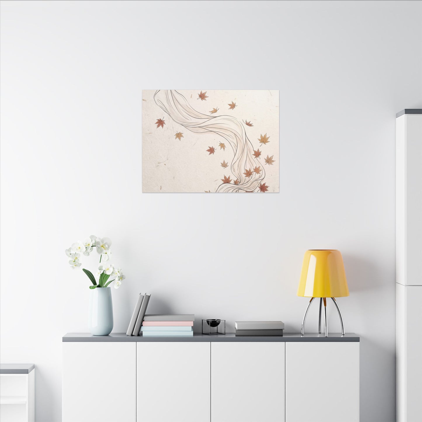 Japandi Silk Drape in Dawn | Minimal Line Canvas Art