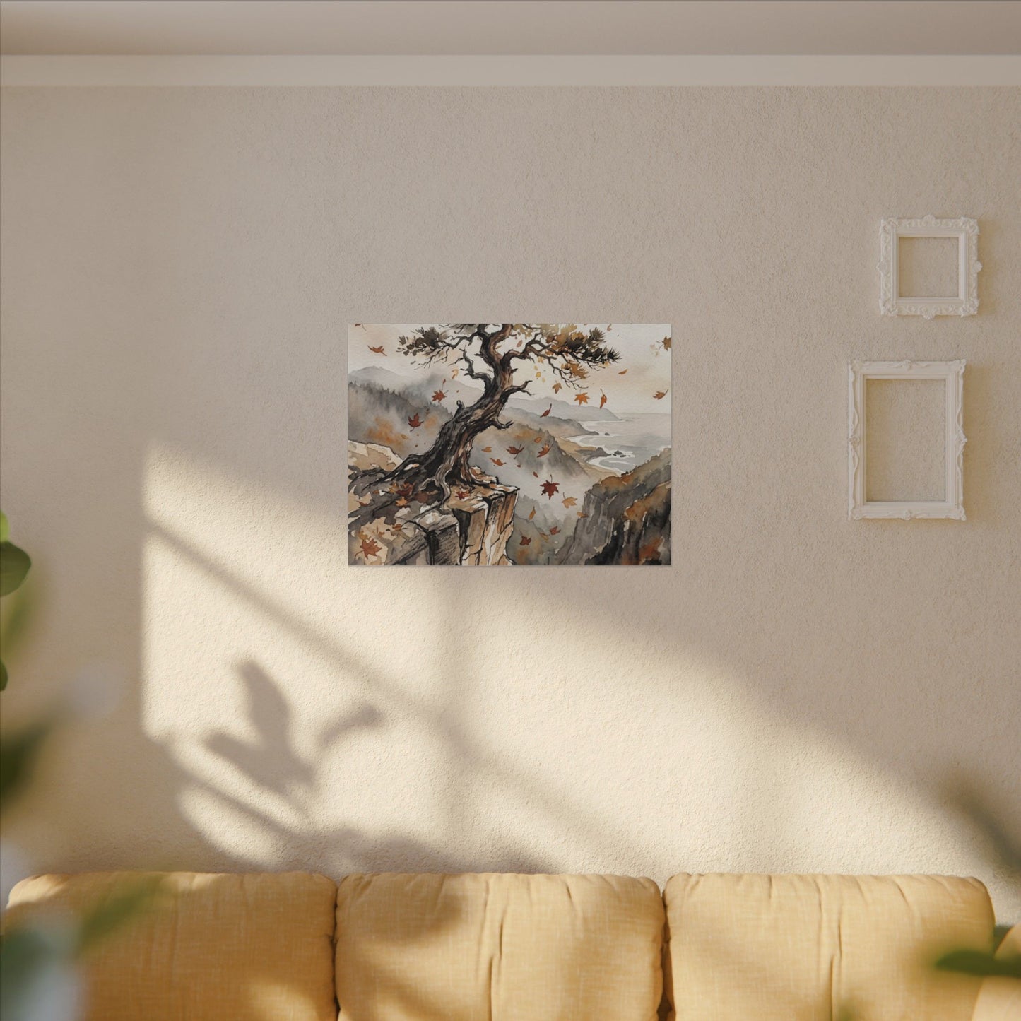 Autumn Pine Tree Watercolor Canvas Art | Warm Decor