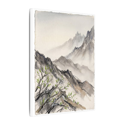 Spring Mountain Mist Texture Canvas Art | Warm Decor