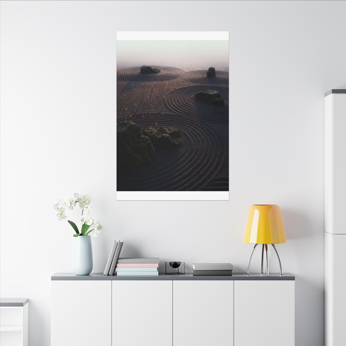 Spring Rock Garden Shadow Zen Canvas Art | Luxurious Decor