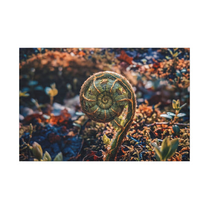 Kintsugi Fern Unfurling in Dappled | Gold Vein Canvas Art