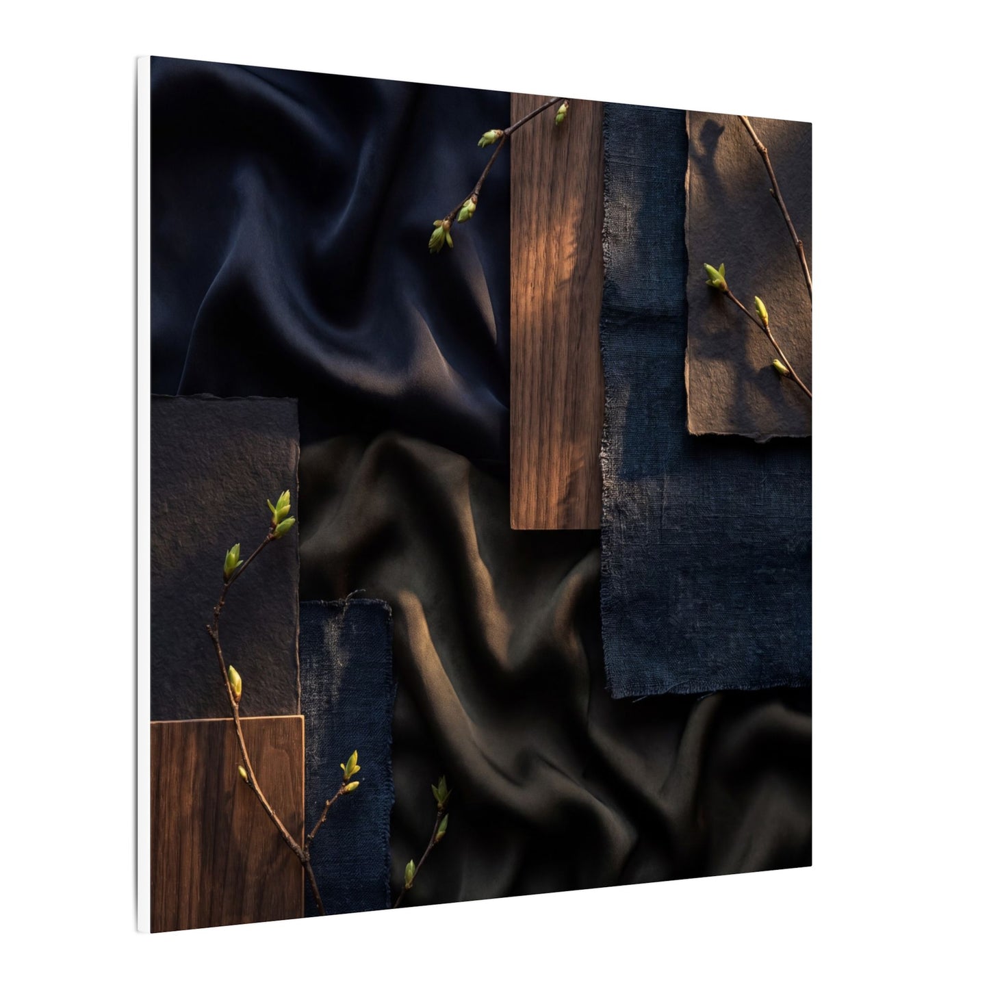 Silk Drape Spring Canvas Art | Dark Japandi Moody Design