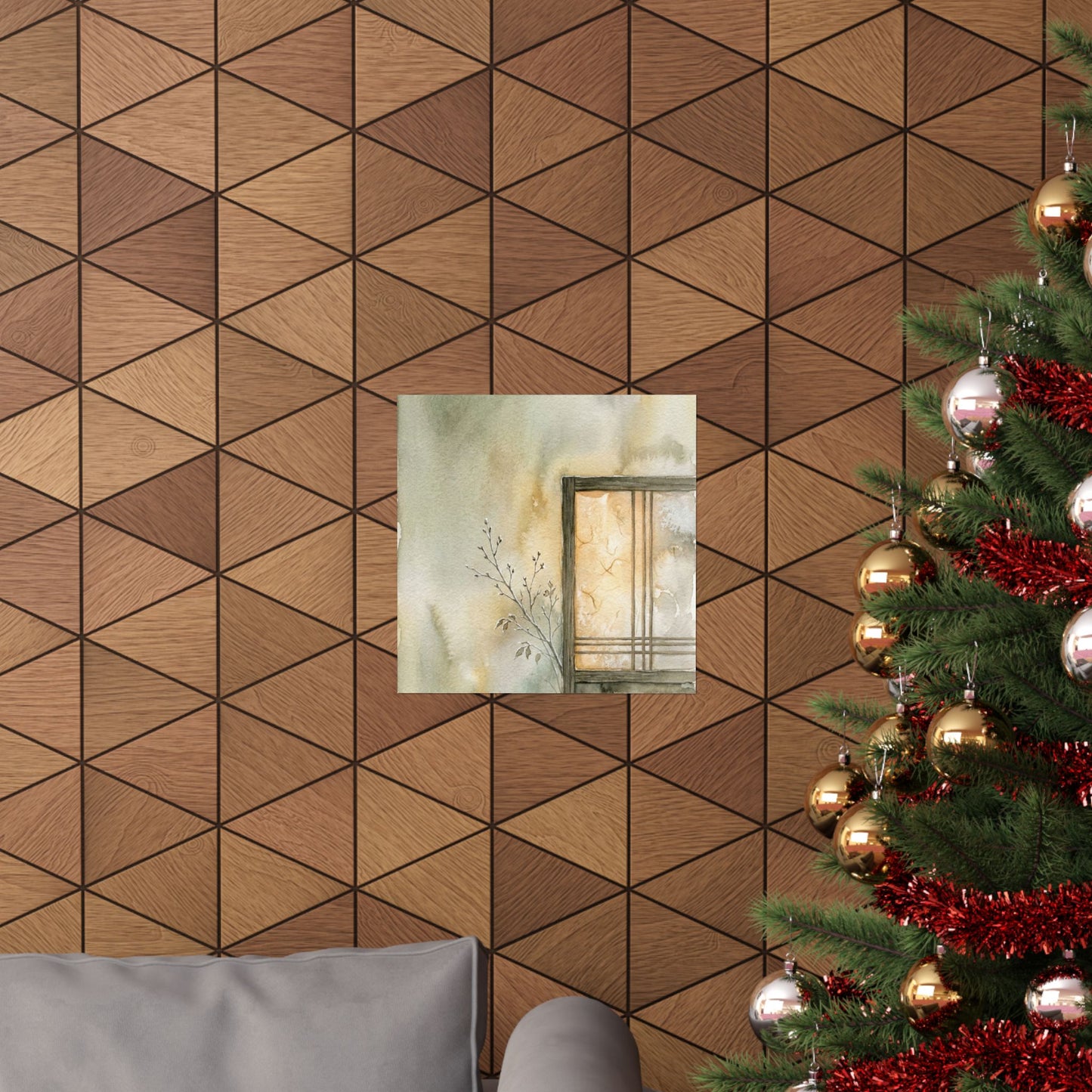 Shoji Screen Winter Wall Art Print | Japandi Earthy Design
