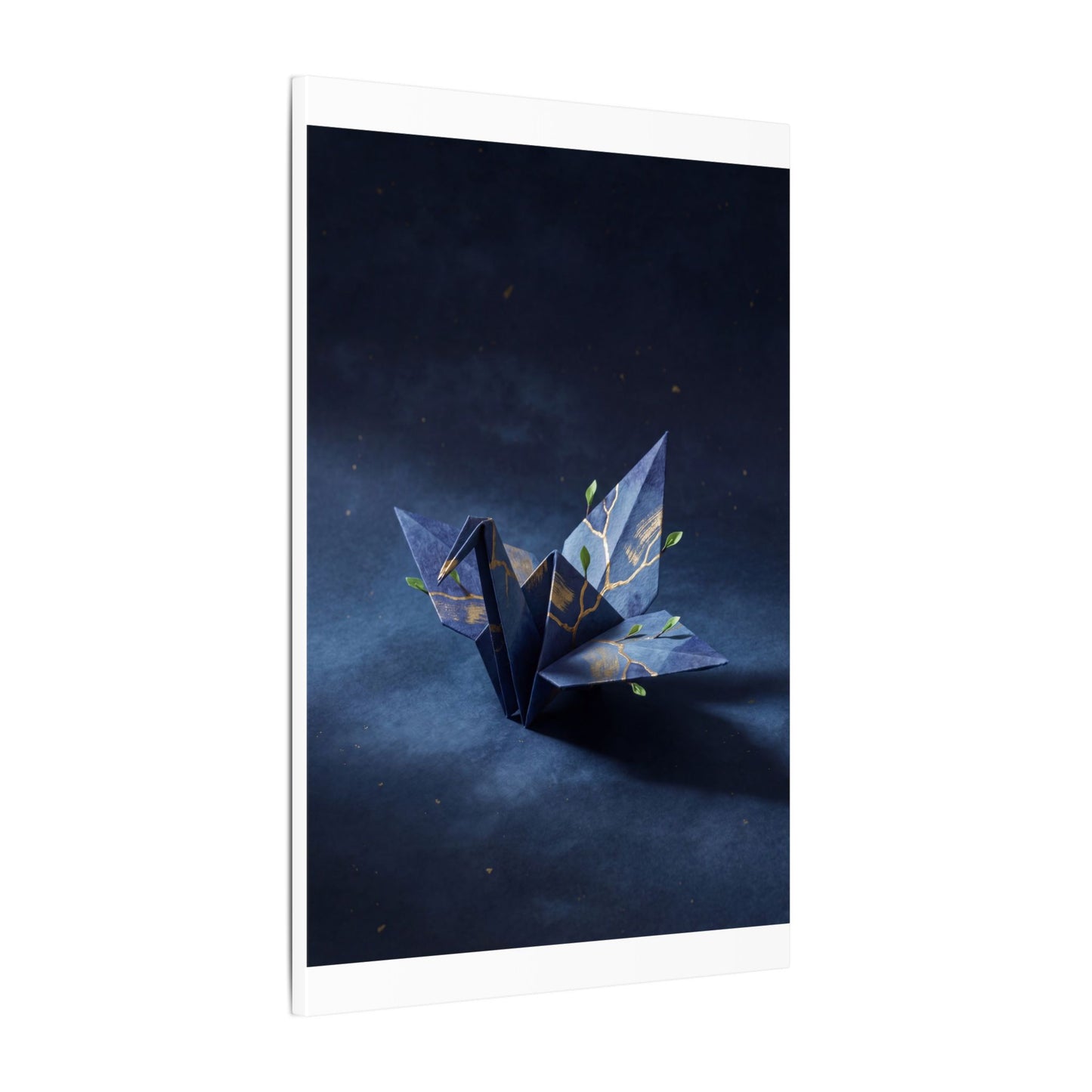 Kintsugi Paper Fold in Moonlight | Crackle Gold Canvas Art