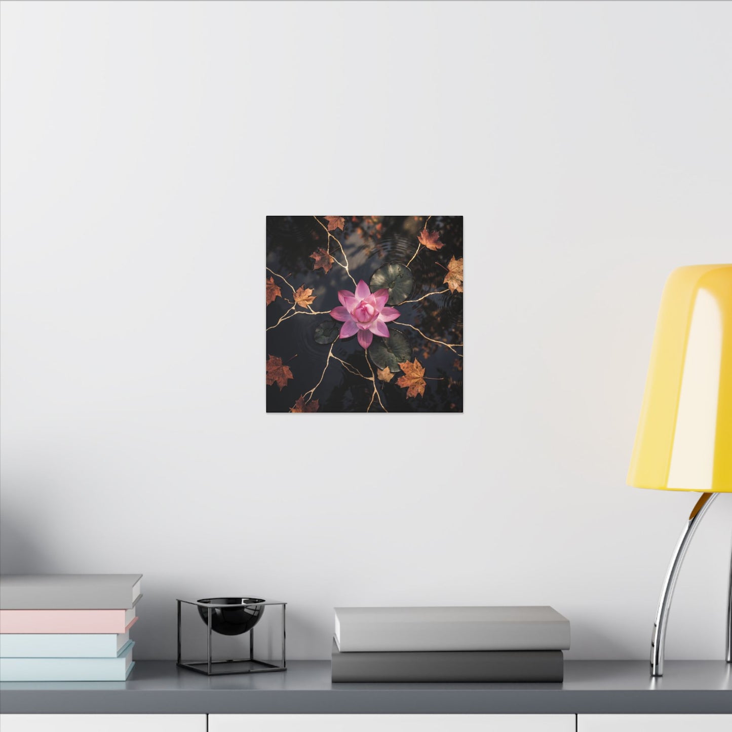 Ma Lotus Flower Canvas Art - Kintsugi Gold Vein