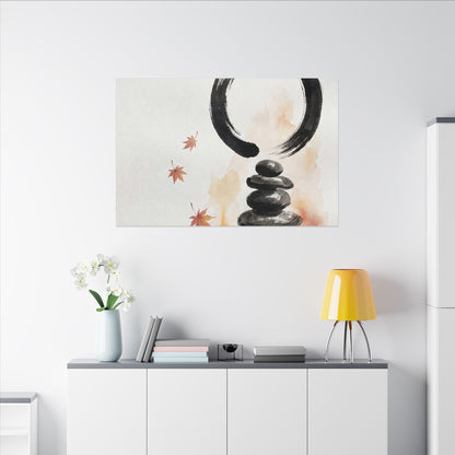 River Stones Canvas Art | Autumn Zen Enso Art