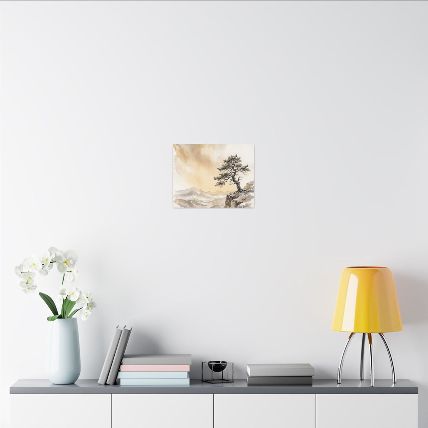 Pine Tree Canvas Art | Winter Japandi Watercolor Art