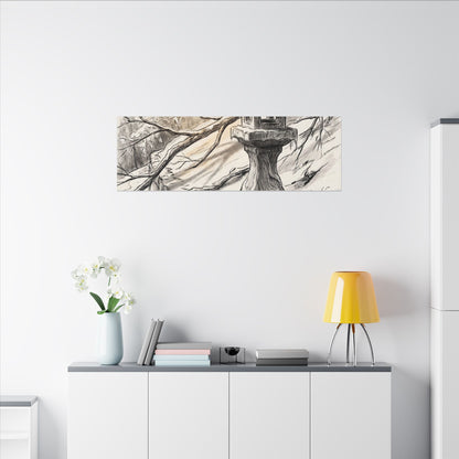 Golden Hour Stone Lantern Canvas Art - Japandi Kanso