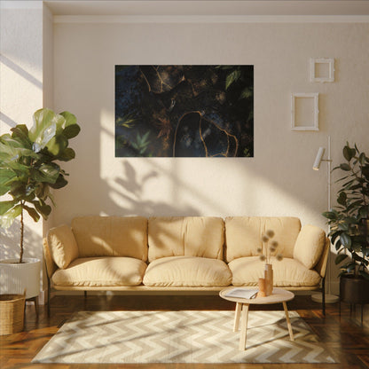 Dark Japandi Broken Pottery in Dappled | Shadow Zen Canvas Art