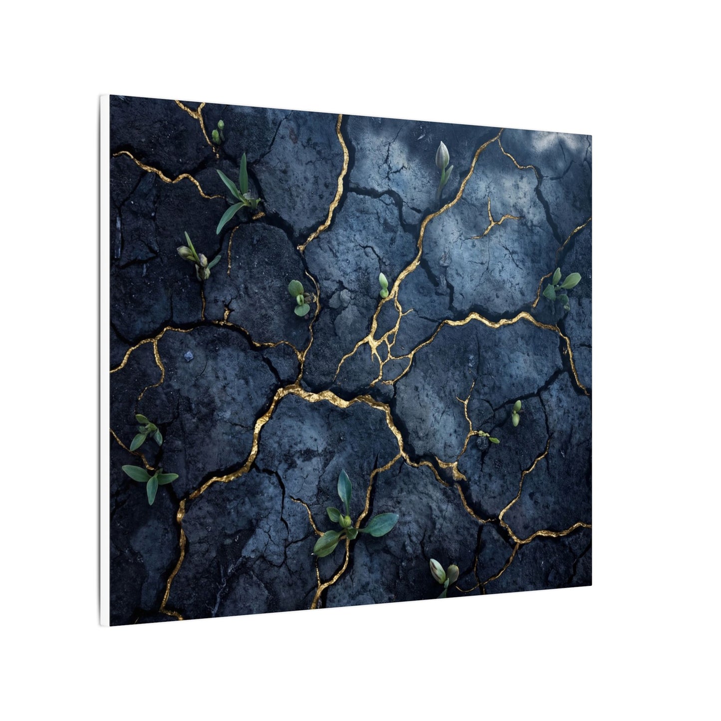 Cracked Earth Spring Canvas Art | Kintsugi Healing Design