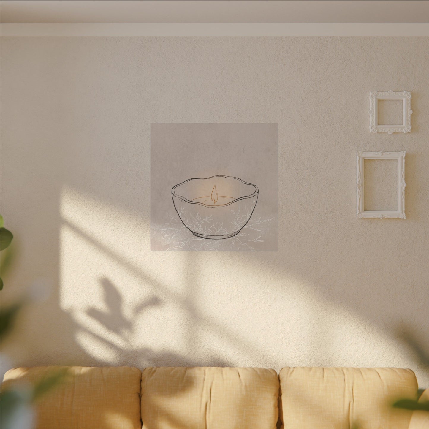 Ceramic Bowl Minimal Line Canvas Art | Neutral Japandi Art