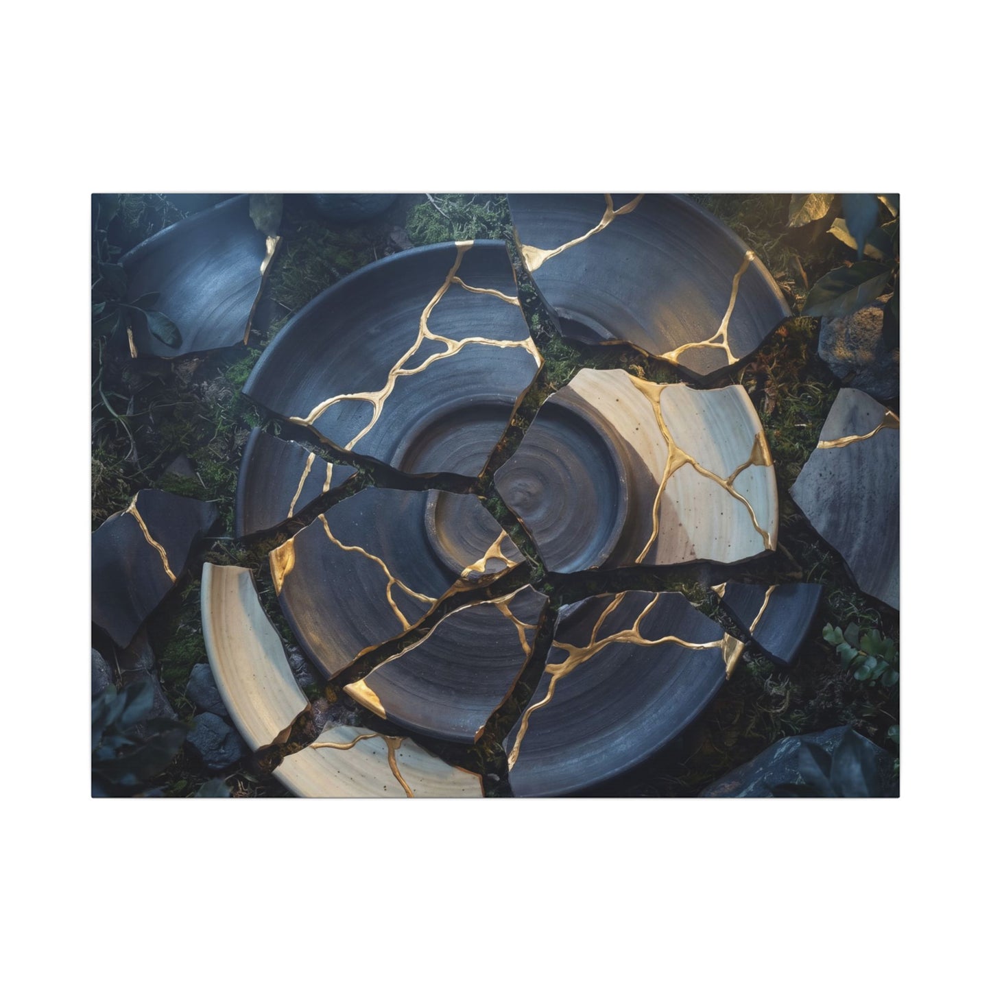 Resilient Broken Pottery Canvas Art - Gold Vein Kintsugi Art Print