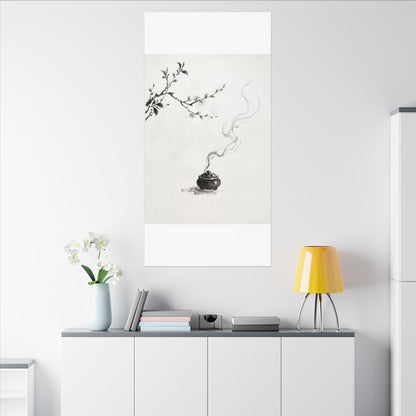 Calm Incense Smoke Canvas Art - Sumi E Zen