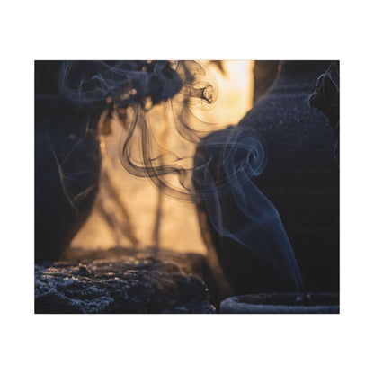 Incense Smoke Canvas Art | Winter Dark Japandi Shadow Zen Art