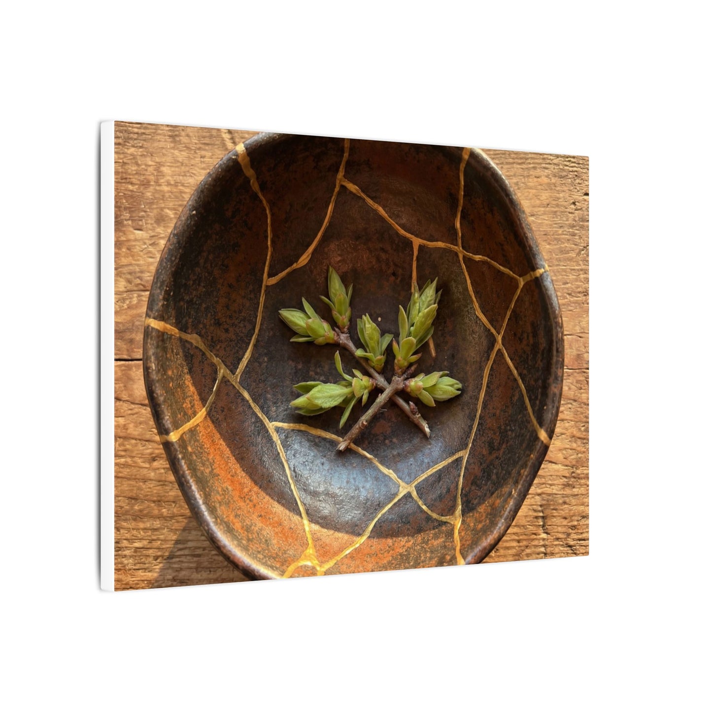 Ceramic Bowl Gold Repair Canvas Art | Resilient Kintsugi Art