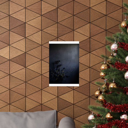 Dark Japandi Dried Flowers in Dawn | Shadow Zen Wall Art Print
