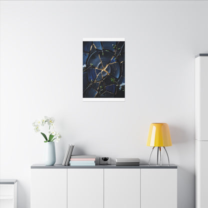 Moonlight Broken Pottery Canvas Art - Kintsugi Fukinsei