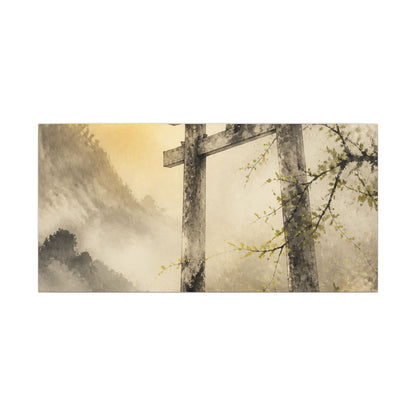 Spring Torii Gate Sumi E Canvas Art | Tranquil Decor
