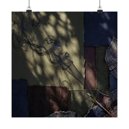 Atmospheric Incense Smoke Wall Art Print - Dark Texture Dark Japandi
