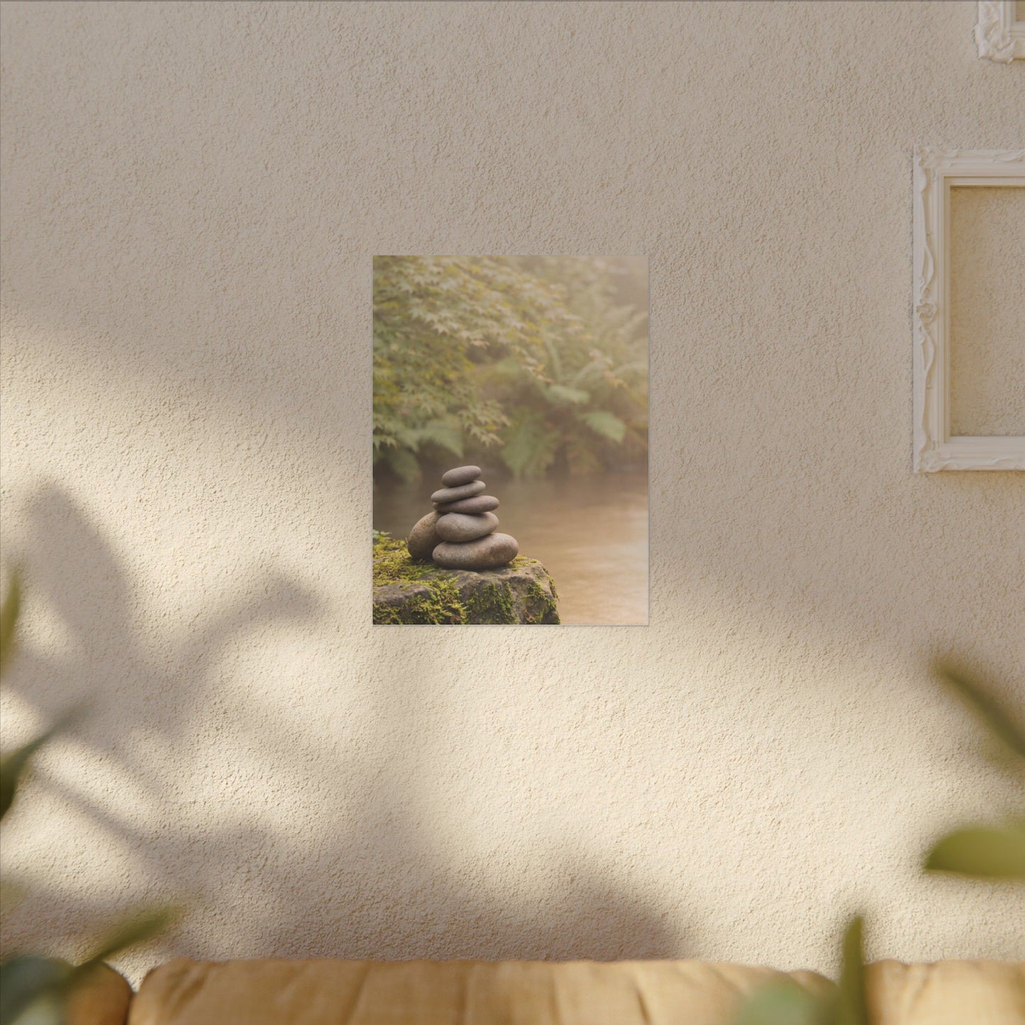 Cozy River Stones Canvas Art - Japanese Pattern Japandi