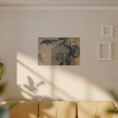Japandi Pine Tree in Moonlight | Japanese Pattern Canvas Art