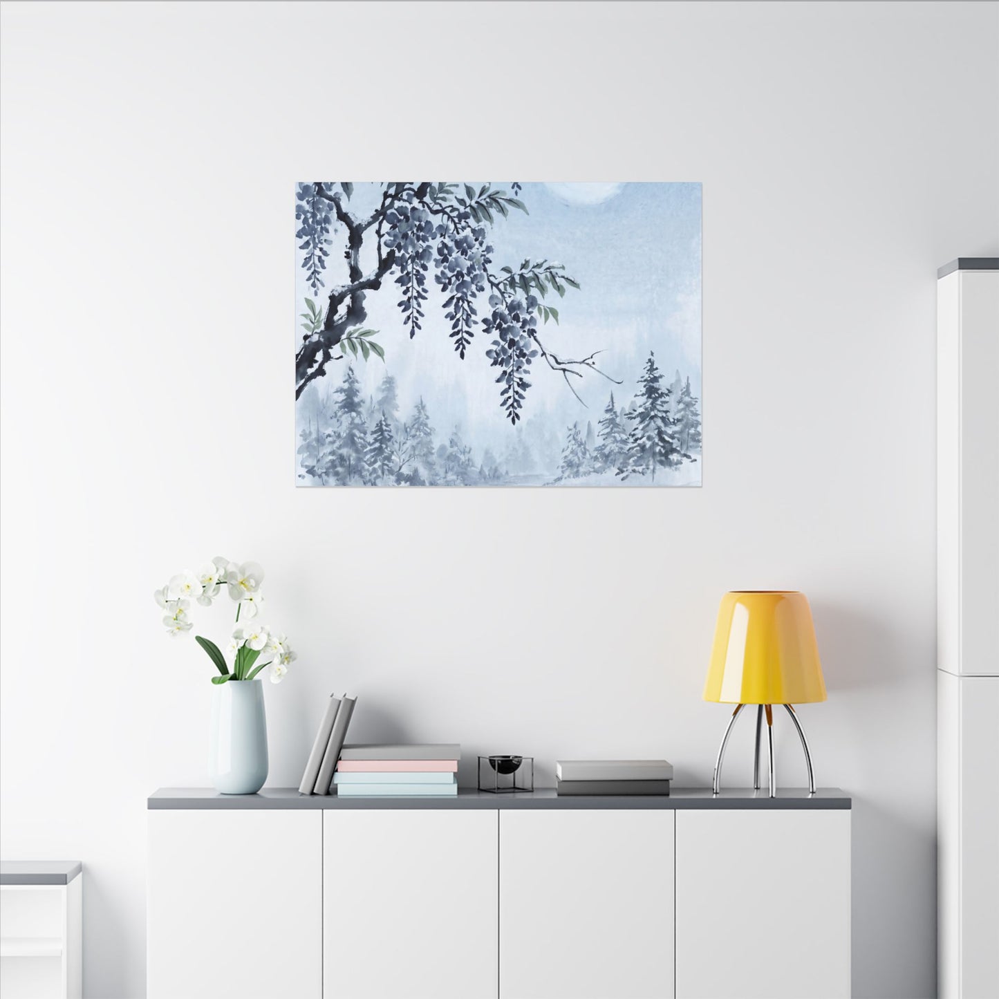 Seijaku Wisteria Canvas Art - Zen Sumi E