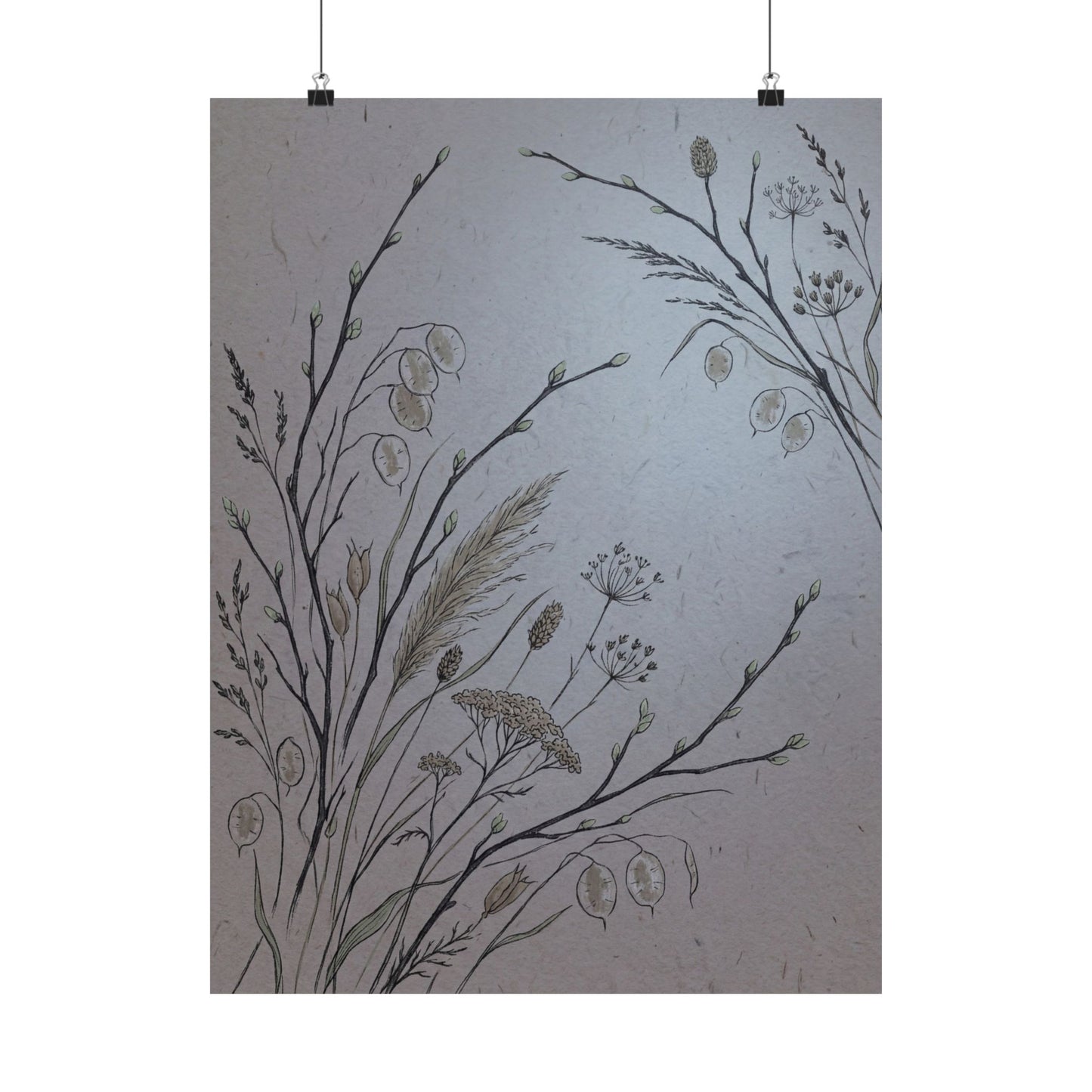 Dried Flowers Wall Art Print | Spring Japandi Japanese Pattern Art Art Print
