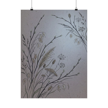 Dried Flowers Wall Art Print | Spring Japandi Japanese Pattern Art Art Print
