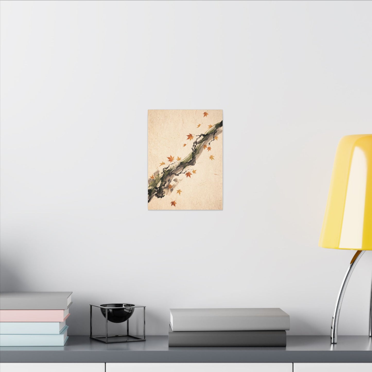 Ink Brushstroke Autumn Canvas Art | Zen Calm Design