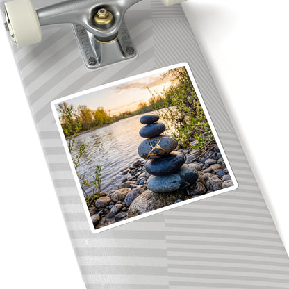 Kintsugi River Stones in Golden Hour | Gold Vein Sticker