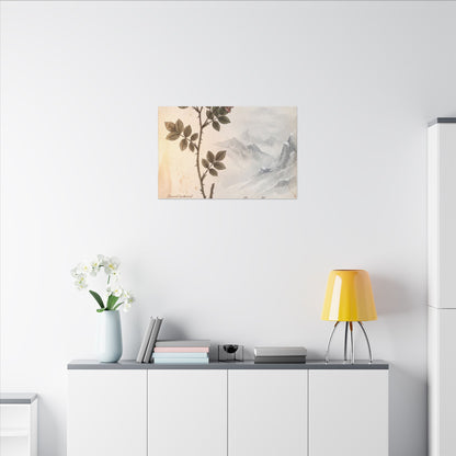 Winter Mountain Mist Herbarium Canvas Art | Earthy Decor