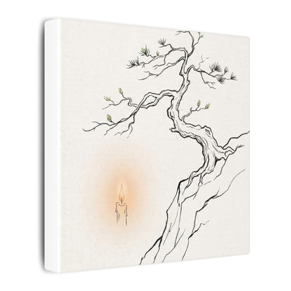 Candlelight Pine Tree Canvas Art - Japandi Shibui