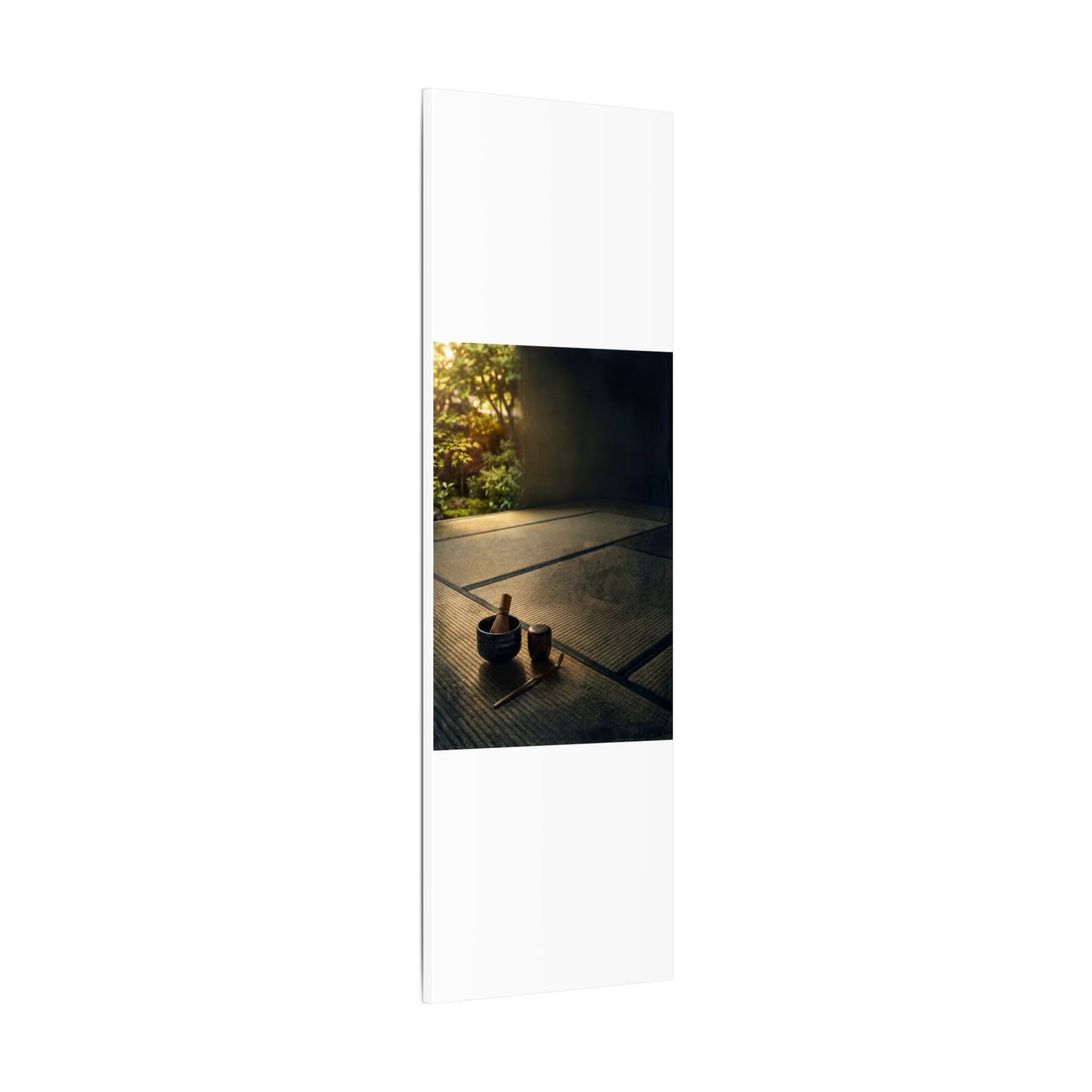 Dark Japandi Tea Ceremony in Golden Hour | Dark Texture Canvas Art
