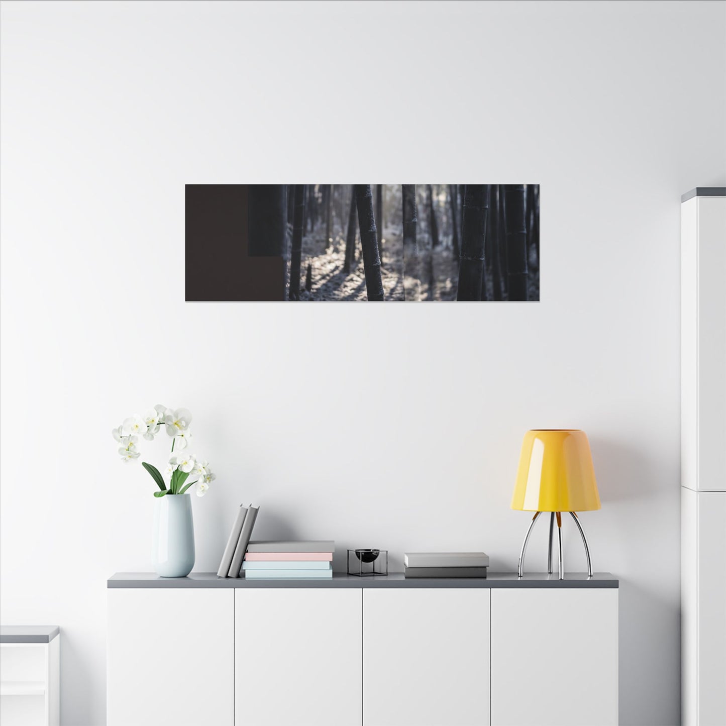 Bamboo Grove Canvas Art | Winter Dark Japandi Moody Minimal Art