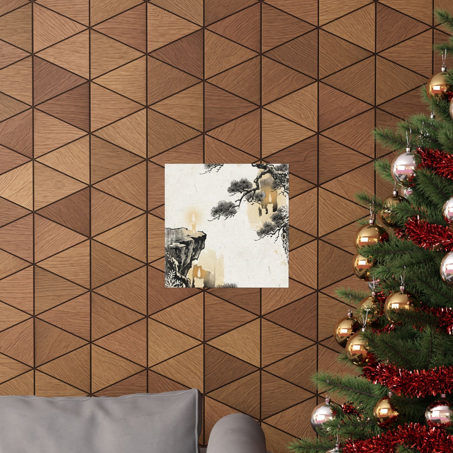 Ma Pine Tree Wall Art Print - Japandi Japanese Pattern