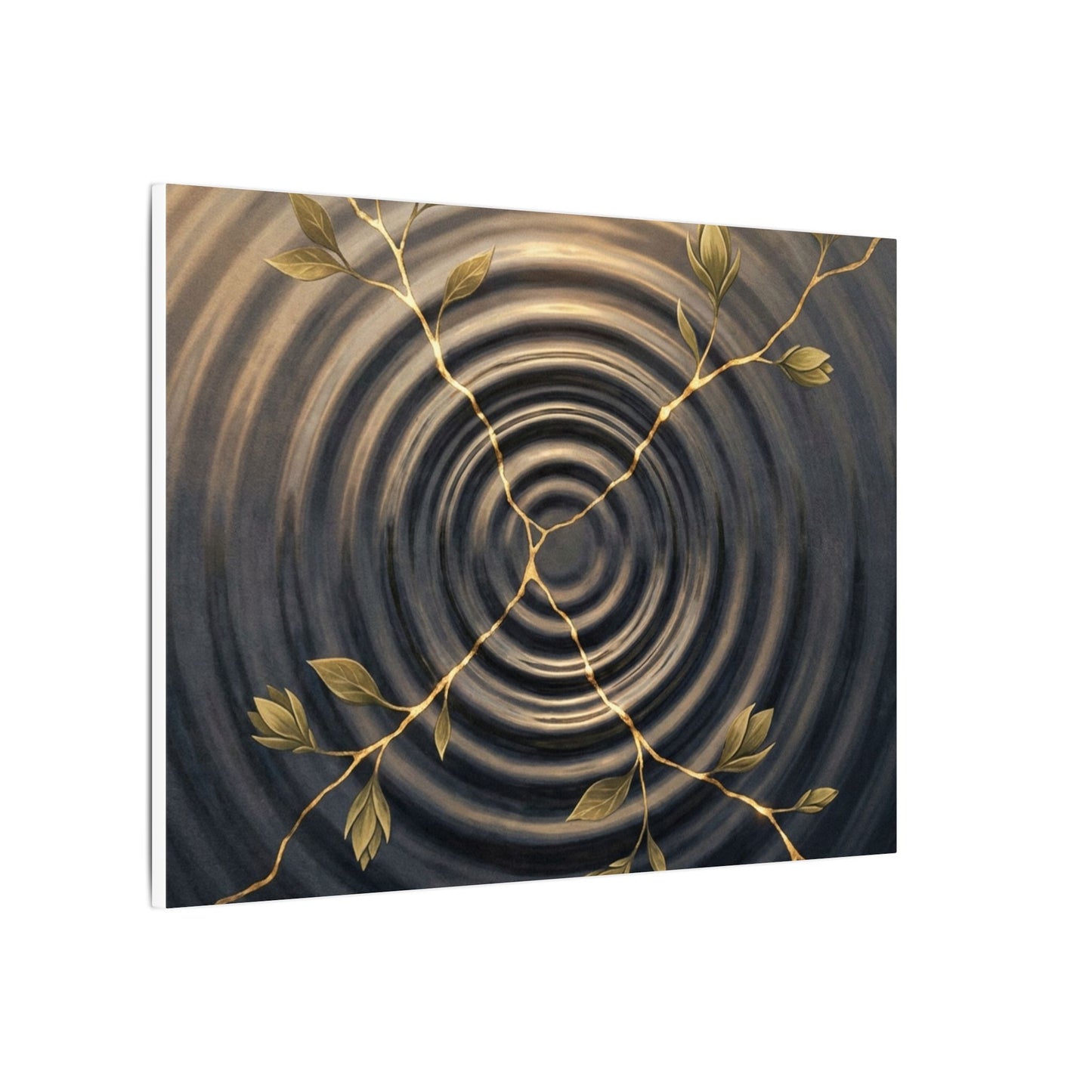 Kanso Water Ripple Canvas Art - Kintsugi Gold Vein